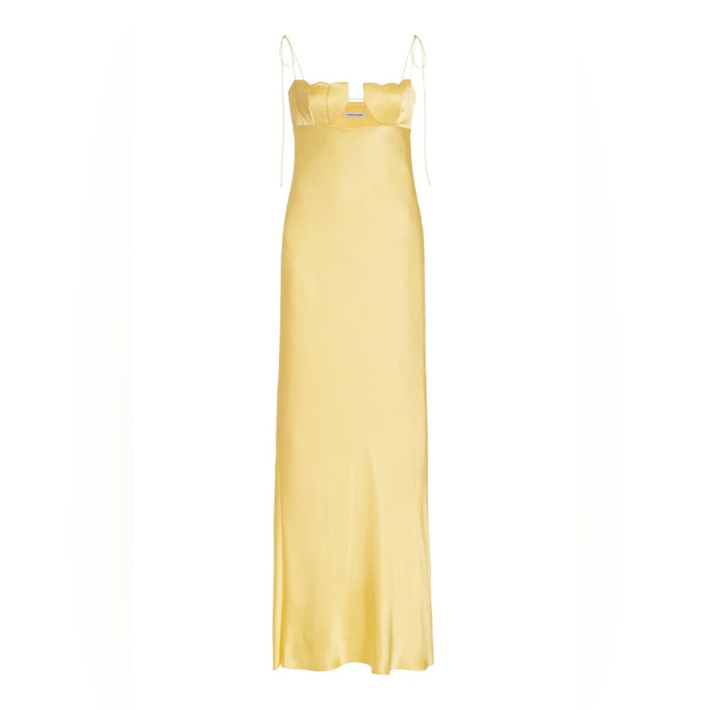 SOLD NWT Anna October Yellow Tulip Satin Maxi Dress